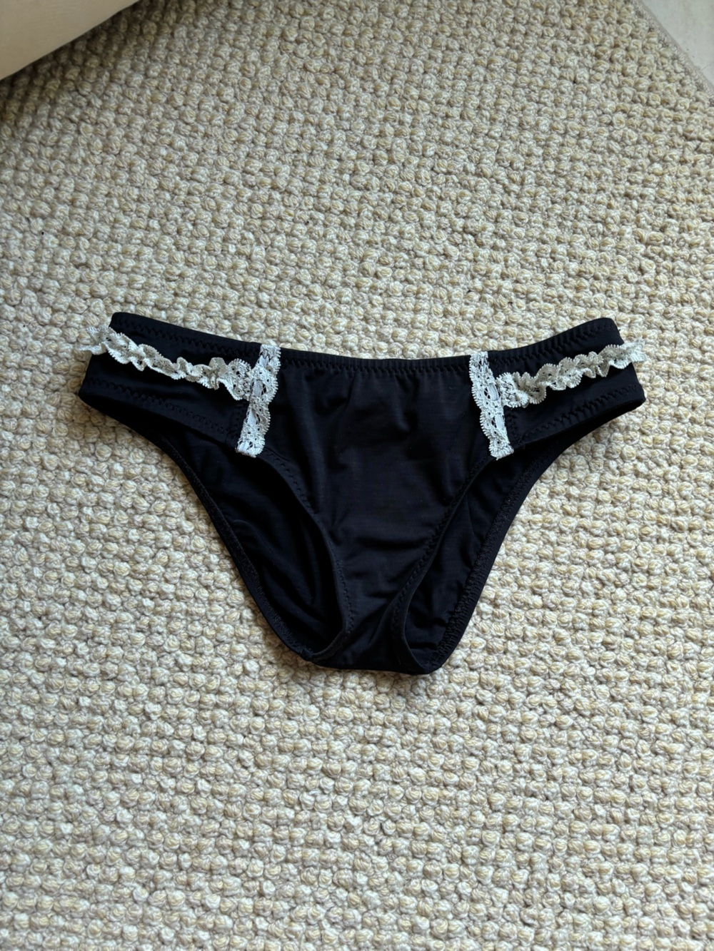 Betsey Johnson Black Cream Lace Bikini Bottom